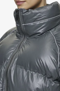 Pegador Jackets|Henra Crushed Glossy Oversized Raglan Puffer Jacket Anthracite