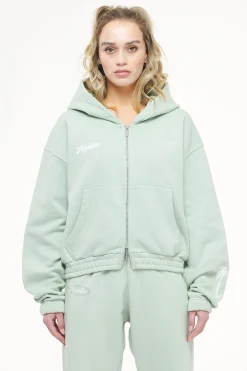 Pegador Hoodies|Zip Hoodies|Hills Cropped Zip Hoodie Vintage Washed Milky Green