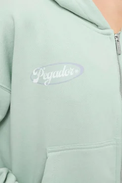 Pegador Hoodies|Zip Hoodies|Hills Cropped Zip Hoodie Vintage Washed Milky Green