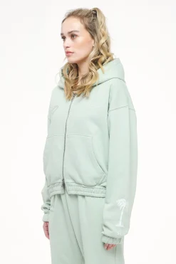 Pegador Hoodies|Zip Hoodies|Hills Cropped Zip Hoodie Vintage Washed Milky Green