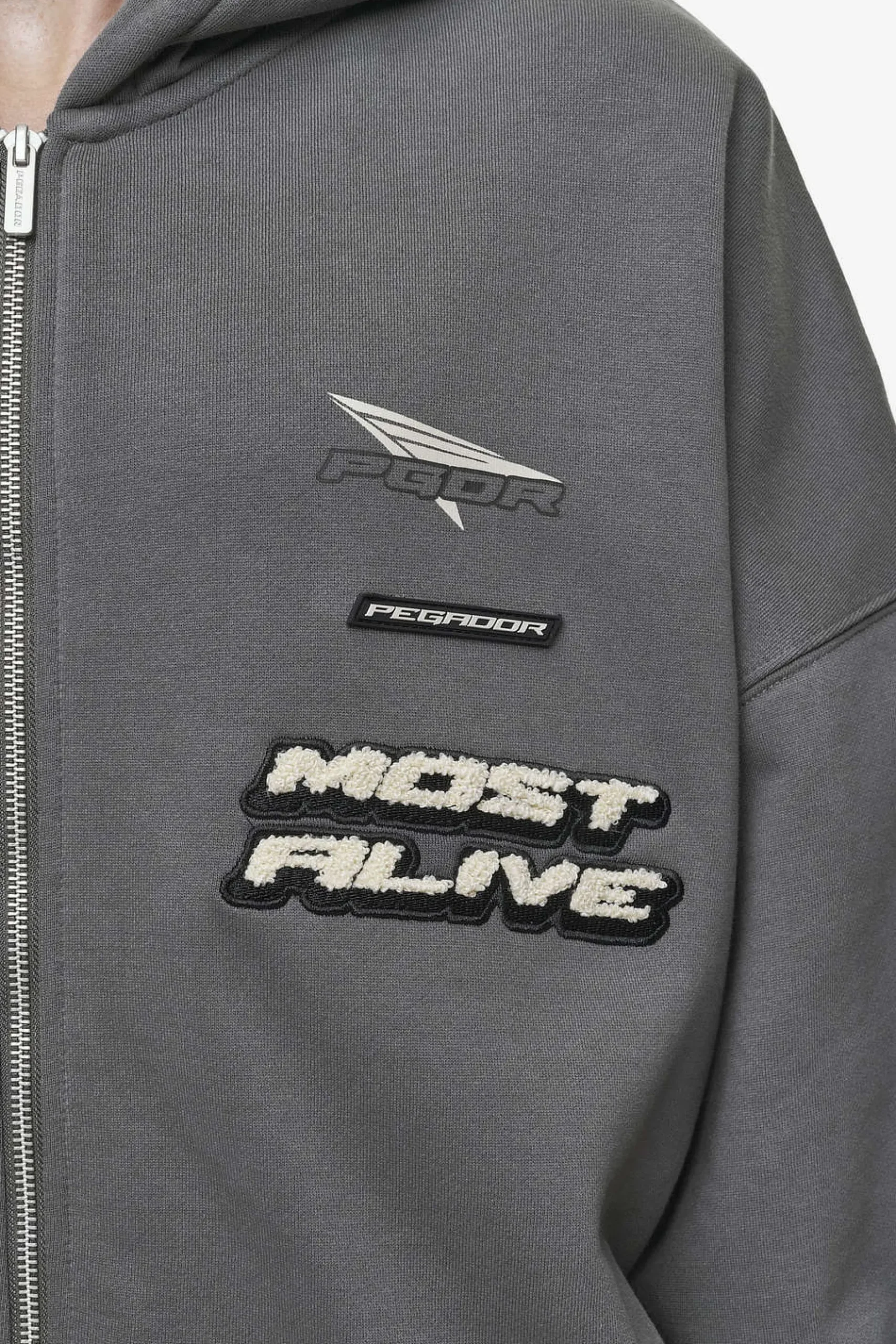 Pegador Hoodies|Zip Hoodies|Hogan Boxy Sweat Jacket Washed Anthracite