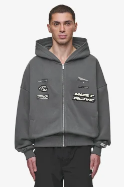 Pegador Hoodies|Zip Hoodies|Hogan Boxy Sweat Jacket Washed Anthracite