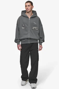 Pegador Hoodies|Zip Hoodies|Hogan Boxy Sweat Jacket Washed Anthracite