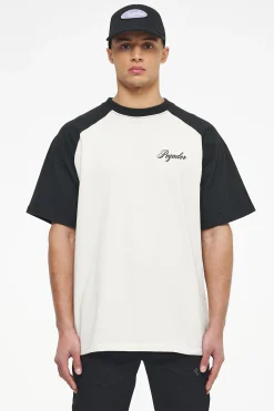 Pegador Tees|Hudson Raglan Oversized Tee Vintage Washed Angels Cream Black Ink