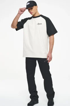 Pegador Tees|Hudson Raglan Oversized Tee Vintage Washed Angels Cream Black Ink