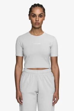 Pegador Tees|Ines Cropped Baby Tee White Gum Washed sky grey