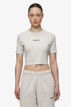 Pegador Tees|Ines Cropped Baby Tee Washed Moon Grey Black Gum