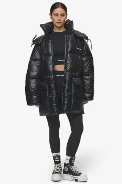 Pegador Jackets|Izzy Light Glossy Short Puffer Coat Black