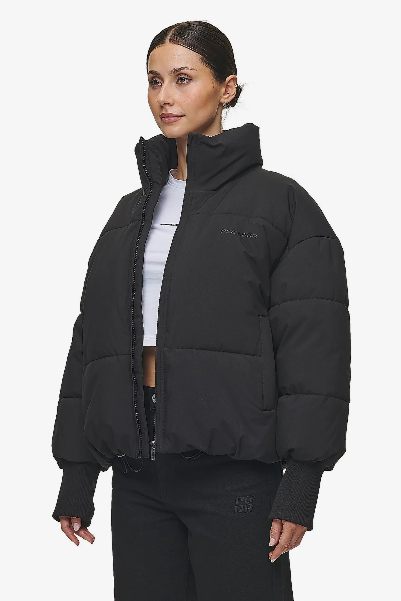 Pegador Jackets|Jara Oversized Boxy Puffer Jacket Black