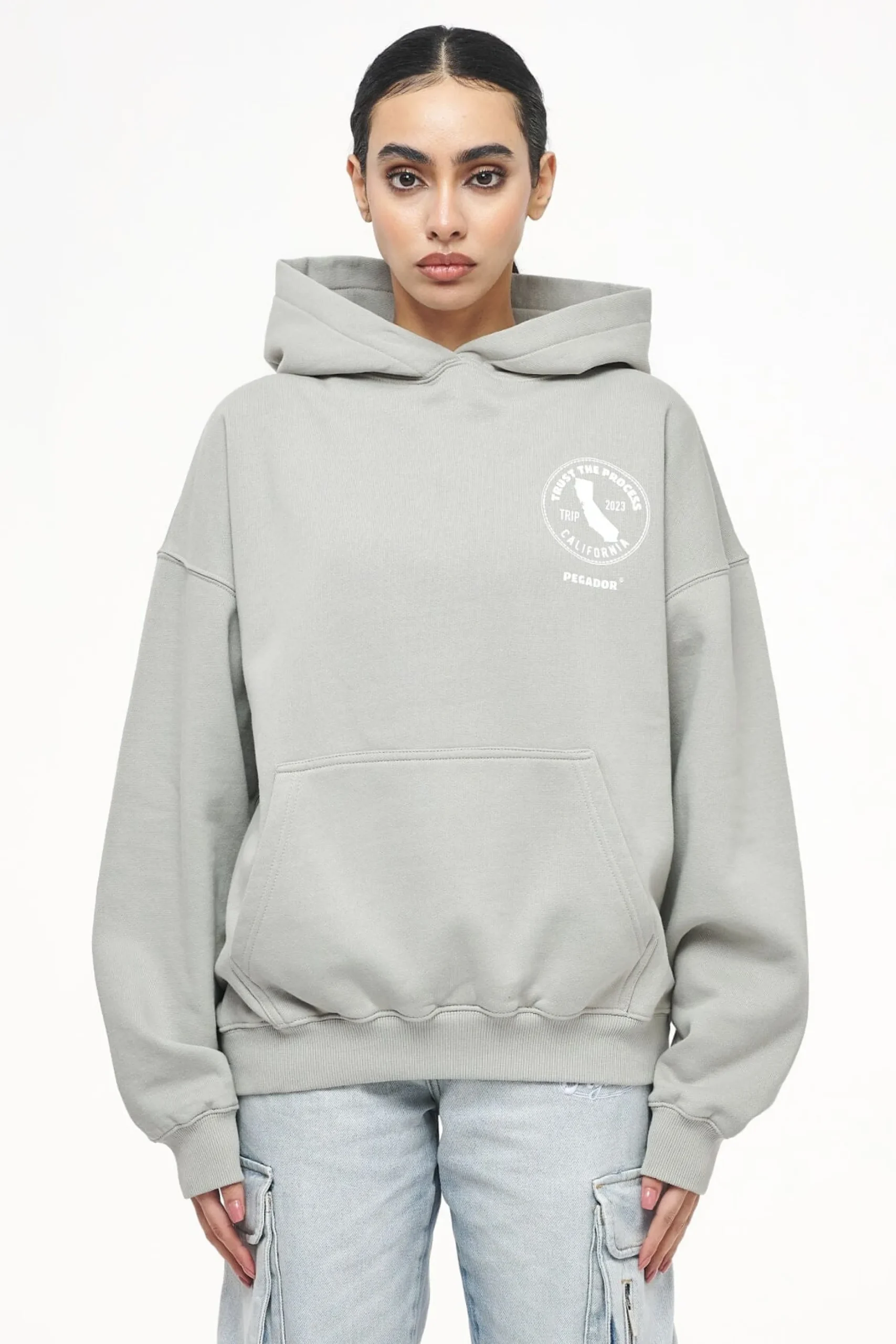Pegador Hoodies|Jay Oversized Hoodie Vintage Washed Quiet Gray