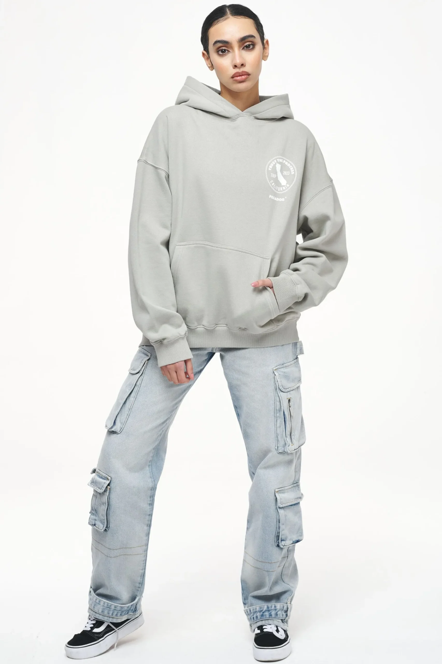 Pegador Hoodies|Jay Oversized Hoodie Vintage Washed Quiet Gray