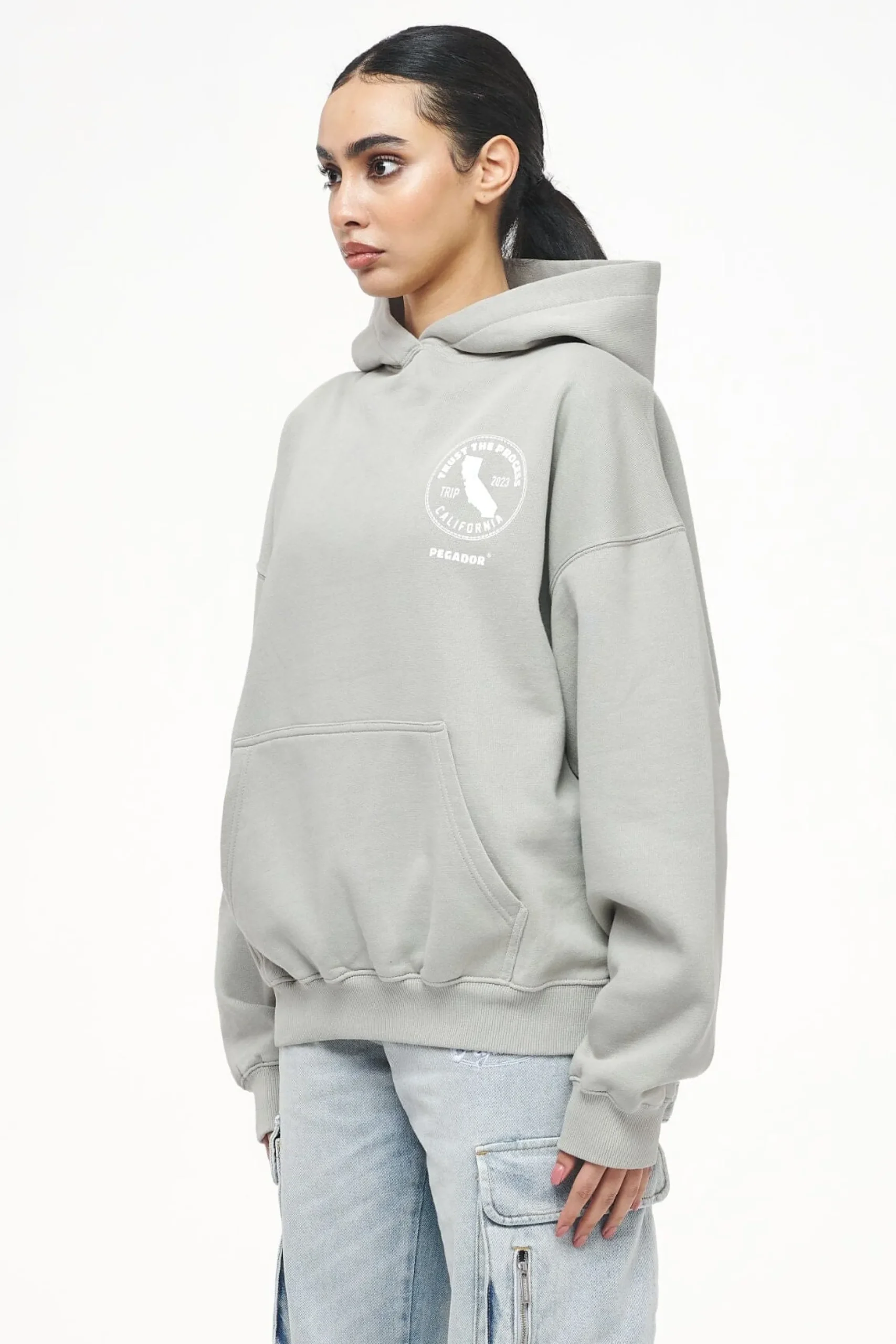 Pegador Hoodies|Jay Oversized Hoodie Vintage Washed Quiet Gray