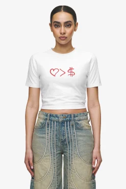 Pegador Tees|Jayde Baby Tee White Red