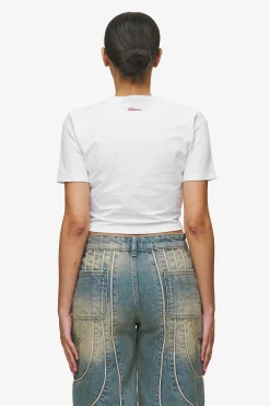 Pegador Tees|Jayde Baby Tee White Red
