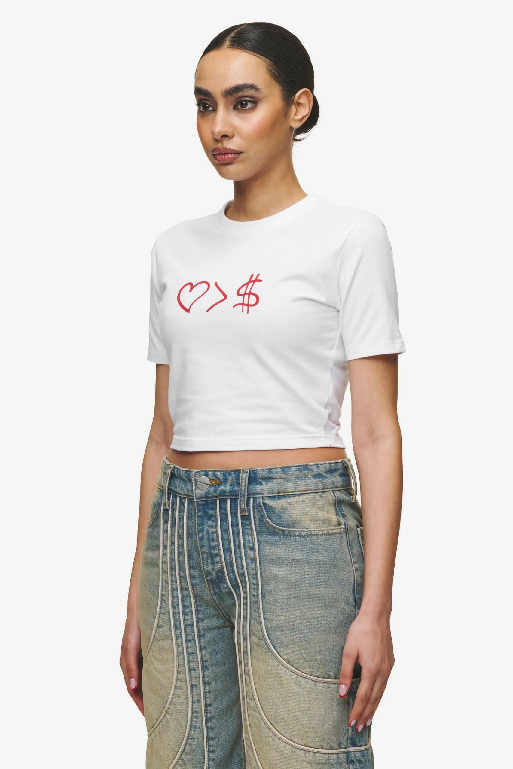 Pegador Tees|Jayde Baby Tee White Red