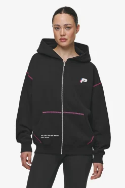 Pegador Hoodies|Zip Hoodies|Jenna Oversized Sweat Jacket Washed Black