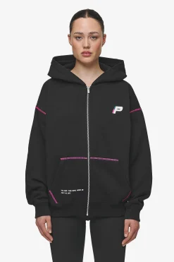 Pegador Hoodies|Zip Hoodies|Jenna Oversized Sweat Jacket Washed Black