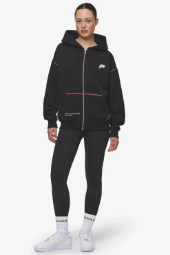 Pegador Hoodies|Zip Hoodies|Jenna Oversized Sweat Jacket Washed Black