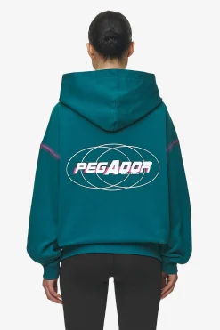 Pegador Hoodies|Zip Hoodies|Jenna Oversized Sweat Jacket Washed Urban Turquoise