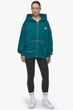 Pegador Hoodies|Zip Hoodies|Jenna Oversized Sweat Jacket Washed Urban Turquoise