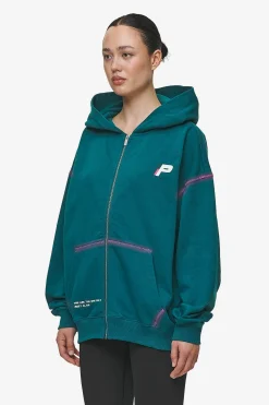 Pegador Hoodies|Zip Hoodies|Jenna Oversized Sweat Jacket Washed Urban Turquoise