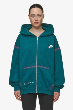 Pegador Hoodies|Zip Hoodies|Jenna Oversized Sweat Jacket Washed Urban Turquoise