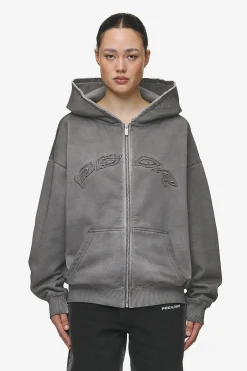 Pegador Hoodies|Zip Hoodies|Julia Oversized Sweat Jacket Oil Dyed Deep Grey