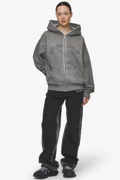 Pegador Hoodies|Zip Hoodies|Julia Oversized Sweat Jacket Oil Dyed Deep Grey