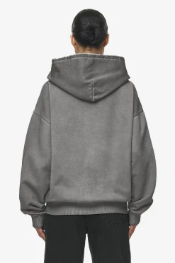 Pegador Hoodies|Zip Hoodies|Julia Oversized Sweat Jacket Oil Dyed Deep Grey