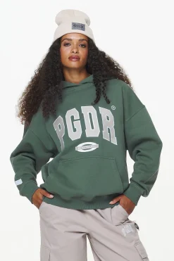 Pegador Hoodies|Keats Logo Oversized Hoodie Vintage Washed Garden Green