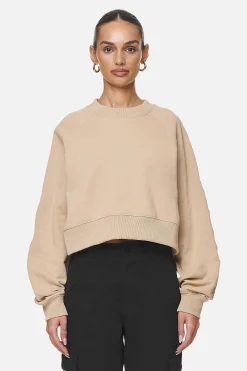 Pegador Sweaters|Kintore Cropped Oversized Raglan Sweater Washed Safari Sand