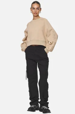 Pegador Sweaters|Kintore Cropped Oversized Raglan Sweater Washed Safari Sand