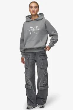 Pegador Hoodies|Klaria Oversized Hoodie Washed Deep Grey