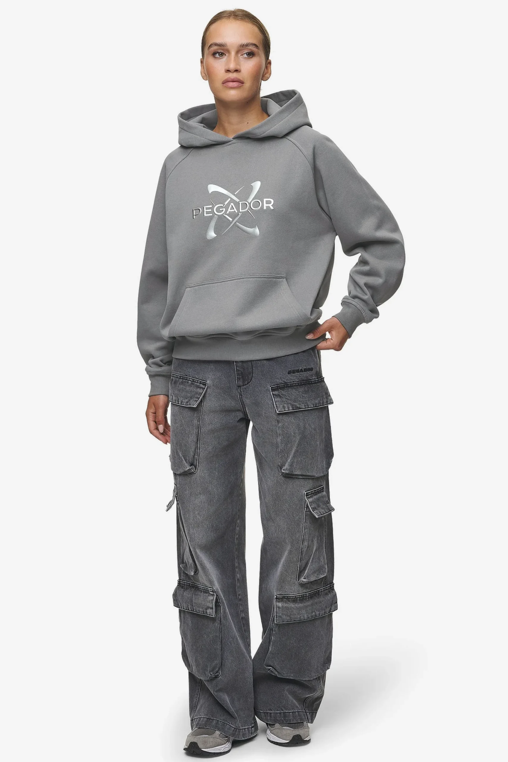 Pegador Hoodies|Klaria Oversized Hoodie Washed Deep Grey