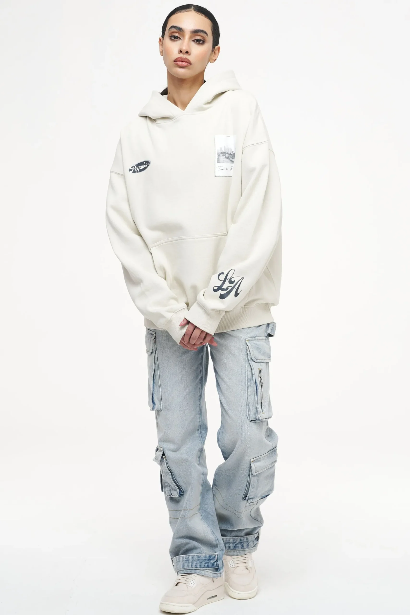Pegador Hoodies|L.A. Oversized Hoodie Vintage Washed Angels Cream