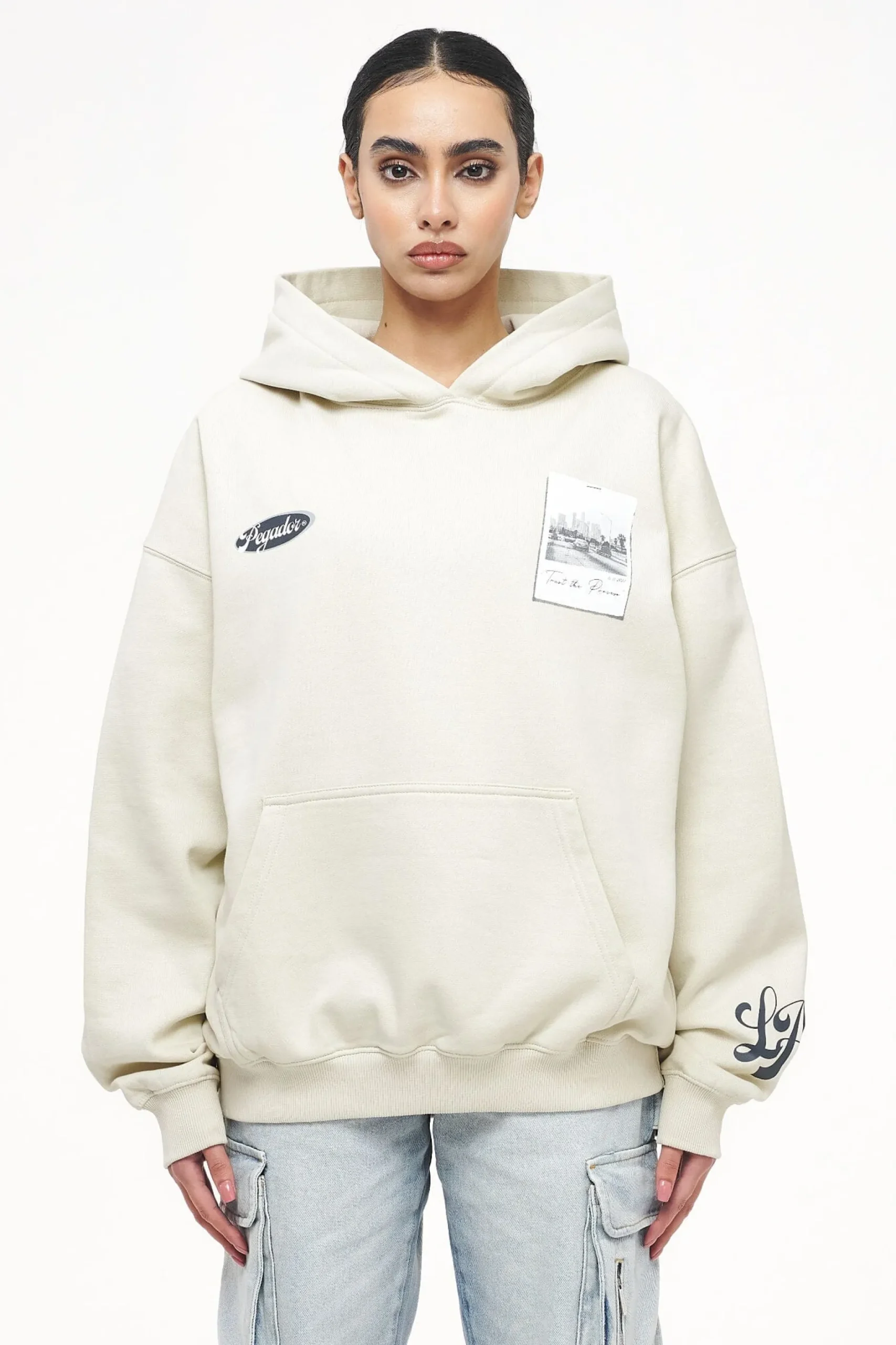 Pegador Hoodies|L.A. Oversized Hoodie Vintage Washed Angels Cream