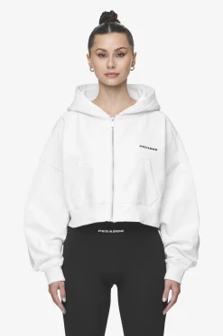 Pegador Hoodies|Zip Hoodies|Lana Logo Cropped Sweat Jacket Black White
