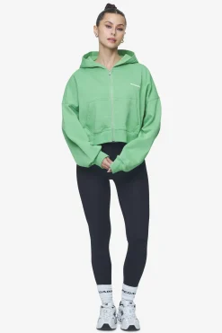 Pegador Hoodies|Zip Hoodies|Lana Logo Cropped Sweat Jacket White Washed peppermint green