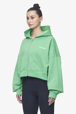 Pegador Hoodies|Zip Hoodies|Lana Logo Cropped Sweat Jacket White Washed peppermint green