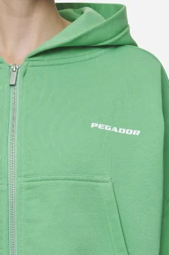 Pegador Hoodies|Zip Hoodies|Lana Logo Cropped Sweat Jacket White Washed peppermint green