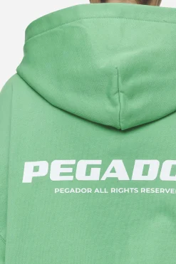 Pegador Hoodies|Zip Hoodies|Lana Logo Cropped Sweat Jacket White Washed peppermint green