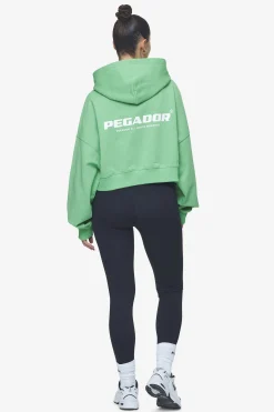 Pegador Hoodies|Zip Hoodies|Lana Logo Cropped Sweat Jacket White Washed peppermint green
