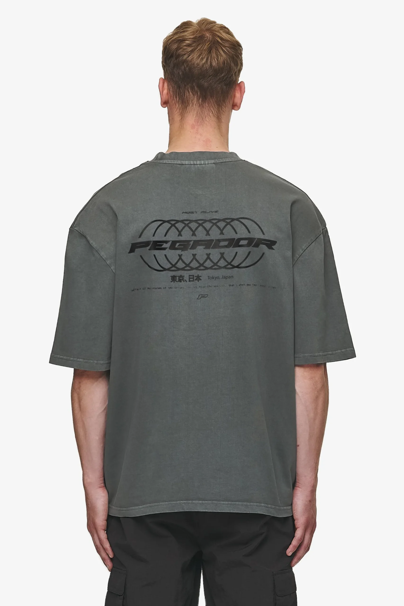 Pegador Tees|Lance Oversized Tee Vintage Anthracite