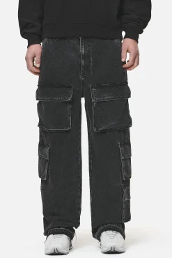 Pegador Jeans|Lark Loose Cargo Jeans Heavy Washed Black
