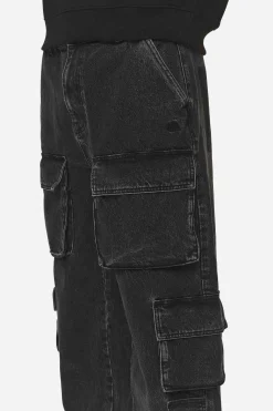 Pegador Jeans|Lark Loose Cargo Jeans Heavy Washed Black