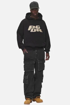 Pegador Jeans|Lark Loose Cargo Jeans Heavy Washed Black