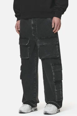 Pegador Jeans|Lark Loose Cargo Jeans Heavy Washed Black