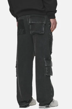 Pegador Jeans|Lark Loose Cargo Jeans Heavy Washed Black