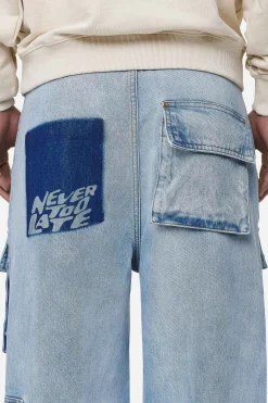 Pegador Jeans|Lark Loose Cargo Jeans Washed Bright Blue