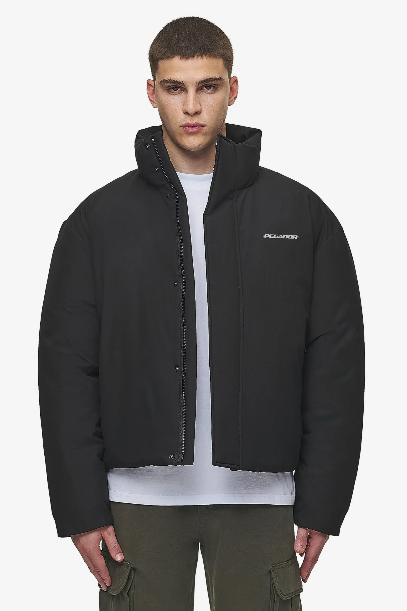 Pegador Jackets|Lavoy Cropped Boxy Puffer Jacket Black